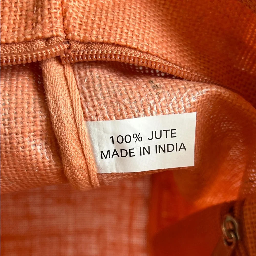 NWOT Ballard Jute Tote Bag in Orange with ‘Tutto’ Embroidered Design